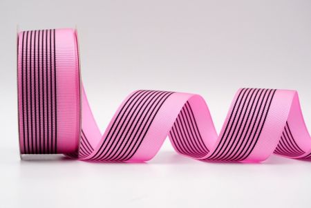 Ярко-розовая прямая линейная атласная лента с дизайном_K1756-501